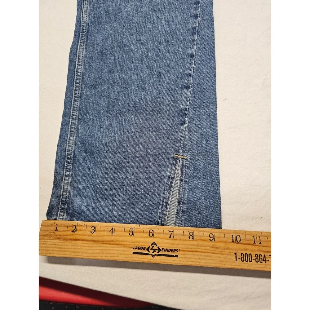 Lee Womens Medium Wash Straight Leg Jeans Side Slit Hem Blue‎ Denim Size 12